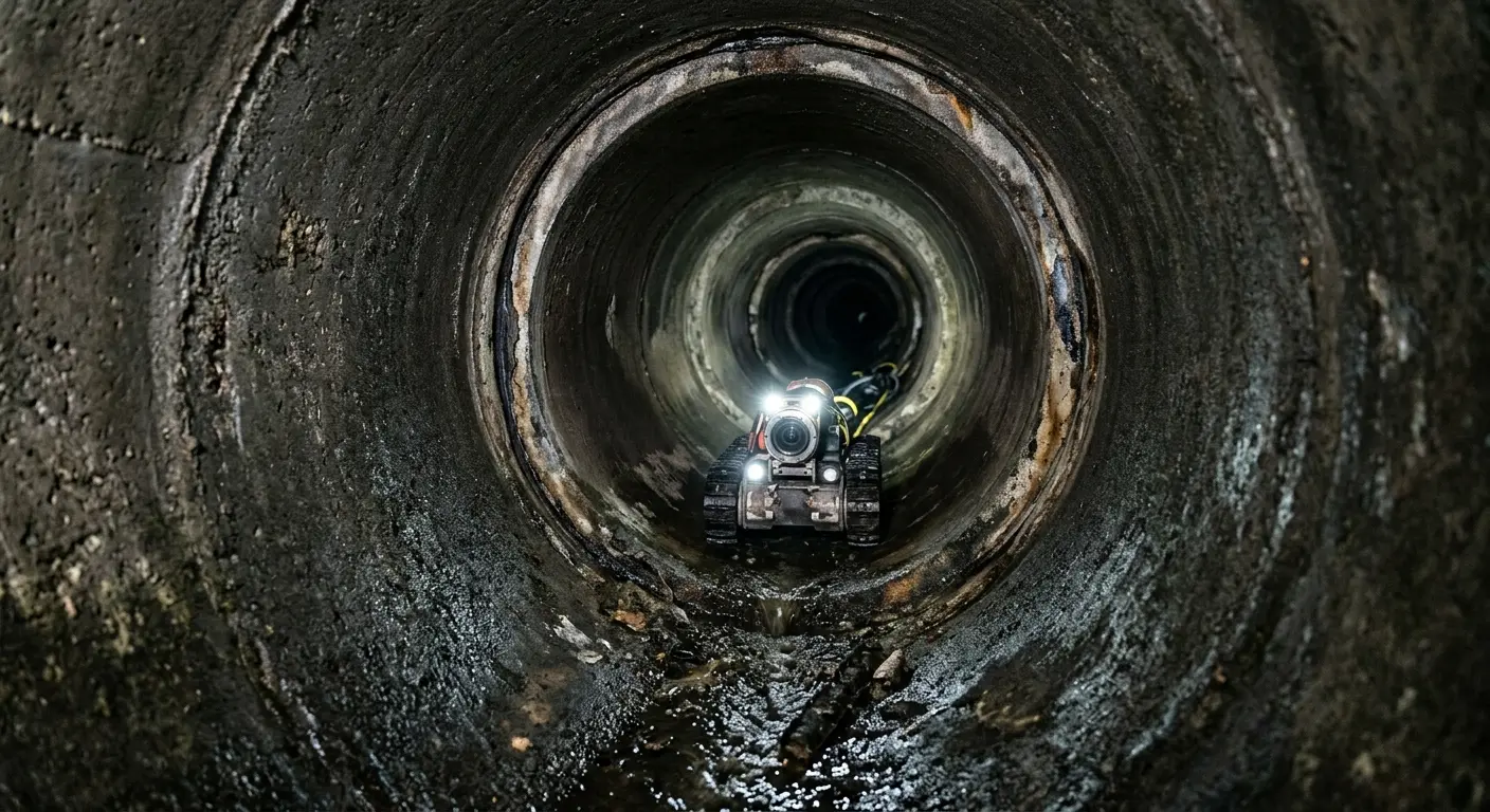 Robotic sewer camera inspecting pipe interior for Drain Snake Service in Parkville